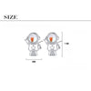 925 Stamp Silver Color Small Astronaut Stud Earrings Women's Crystals Earring Piercing Party Jewelry 2022 Christmas