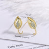 925 Stamp Silver Color Small Leaf Stud Earrings Women's Gold Zircon Earring Piercing Ear Wedding Jewelry 2022