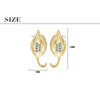 925 Stamp Silver Color Small Leaf Stud Earrings Women's Gold Zircon Earring Piercing Ear Wedding Jewelry 2022