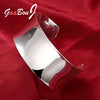 925 Stamp Silver Color Smooth Cuff Bangle Bracelets For Women  Open Bracelets on Hand Christmas Jewelry GaaBou