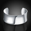 925 Stamp Silver Color Smooth Cuff Bangle Bracelets For Women  Open Bracelets on Hand Christmas Jewelry GaaBou