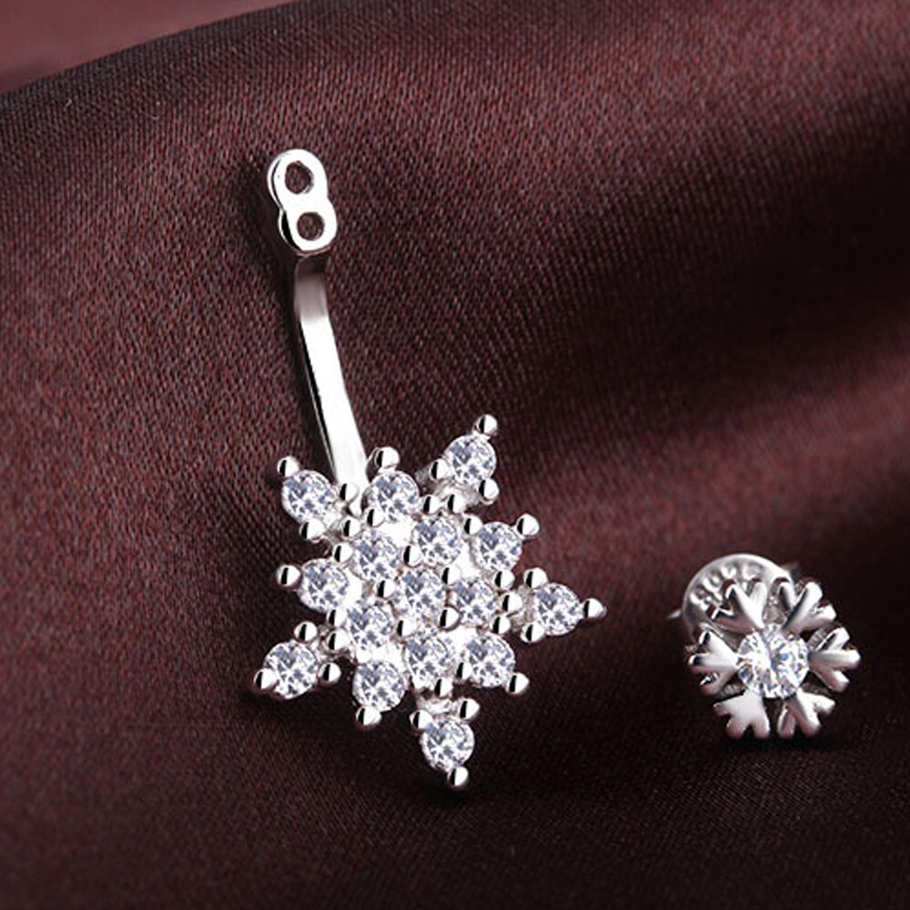 925 Stamp Silver Color Snowflake Zircon Korean Stud Earrings For Women Wedding Party  Jewelry 2022 Trend GaaBou