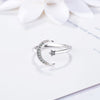 925 Stamp Silver Color Star Moon Zircon Adjustable Open Finger Rings For Women Girls Wedding Dorpshipping Anelli Party Jewelry