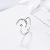 925 Stamp Silver Color Star Moon Zircon Adjustable Open Finger Rings For Women Girls Wedding Dorpshipping Anelli Party Jewelry