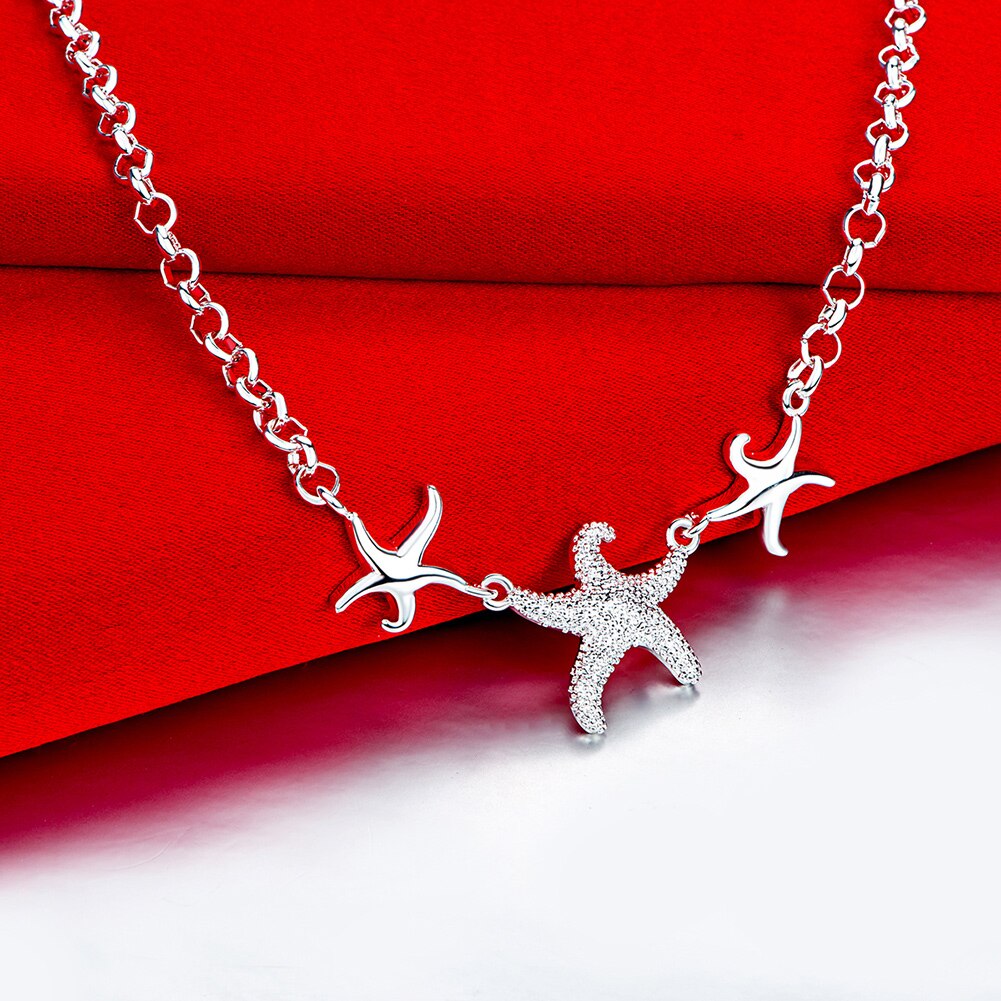 925 Stamp Silver Color Starfish Wedding Pendants And Necklaces For Women Engagement Party  Jewelry 2022 Jewelry