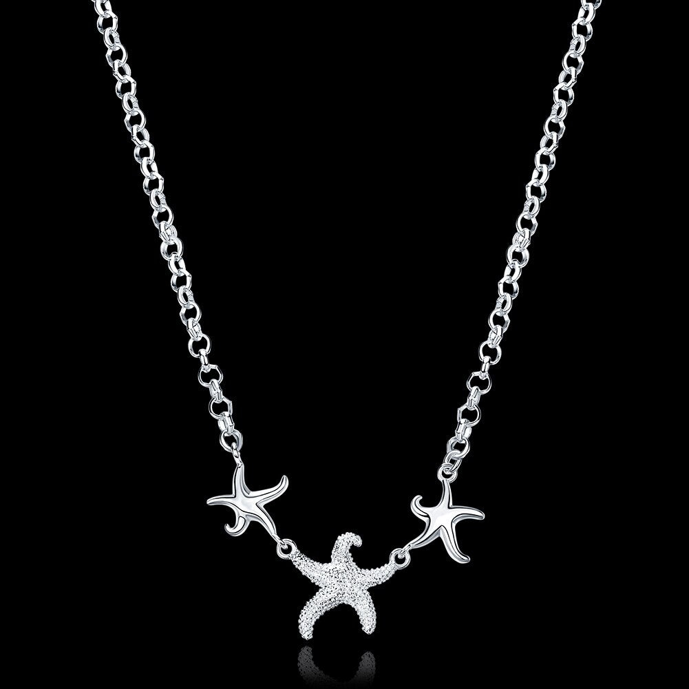 925 Stamp Silver Color Starfish Wedding Pendants And Necklaces For Women Engagement Party  Jewelry 2022 Jewelry