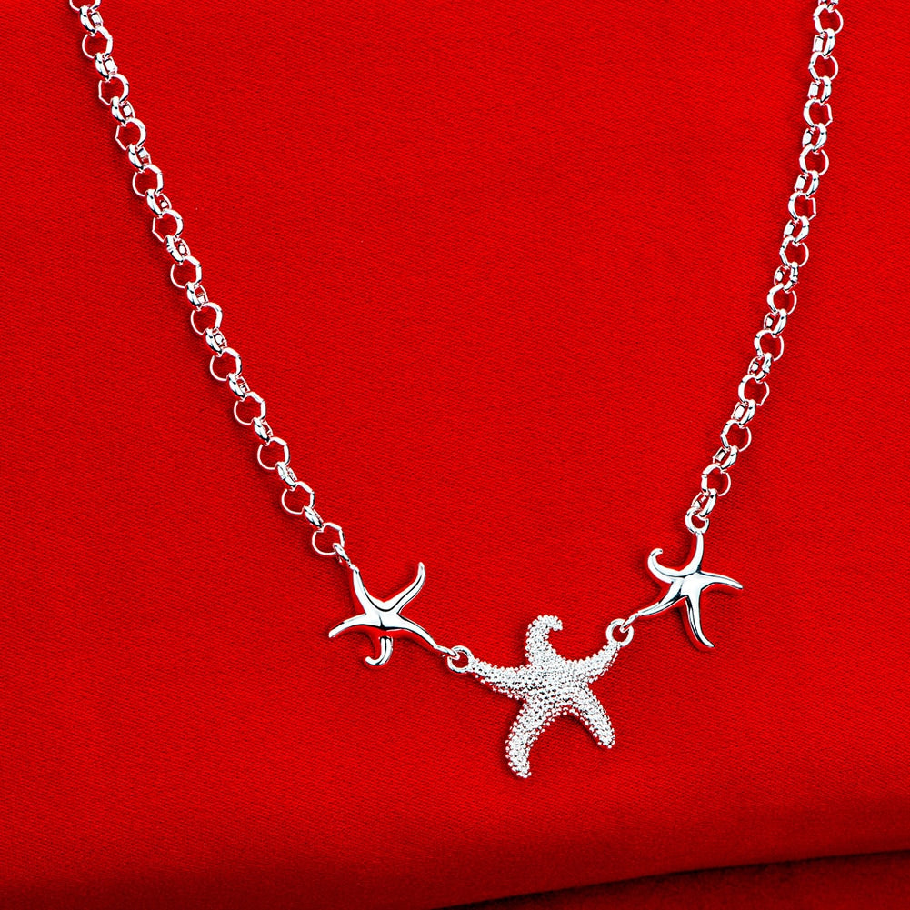 925 Stamp Silver Color Starfish Wedding Pendants And Necklaces For Women Engagement Party  Jewelry 2022 Jewelry