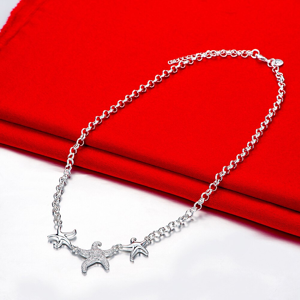 925 Stamp Silver Color Starfish Wedding Pendants And Necklaces For Women Engagement Party  Jewelry 2022 Jewelry
