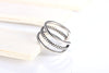 925 Stamp Silver Color Three-Line Adjustable Open Finger Rings For Women Girls Wedding Dorpshipping Anelli Fine Party Jewelry