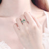 925 Stamp Silver Color Twig Green Leaf Adjustable Open Finger Rings For Women Girls Wedding Dorpshipping Anelli Party Jewelry