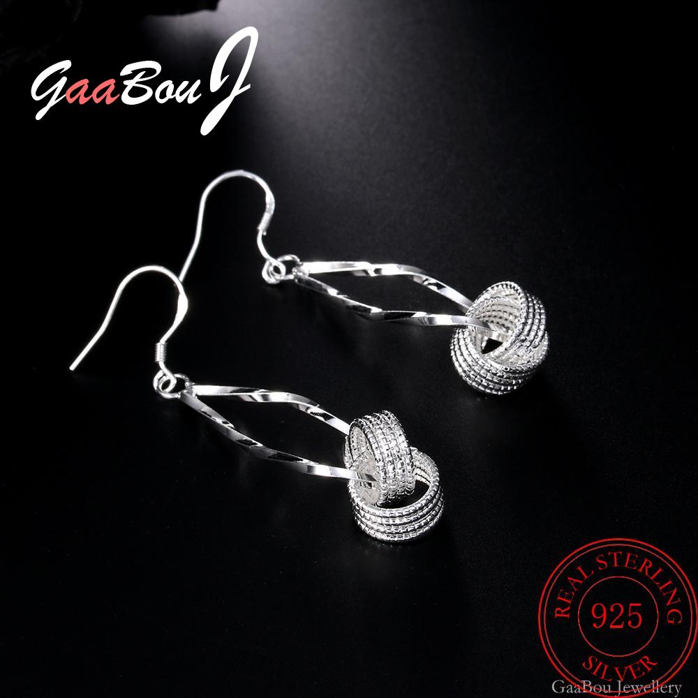 925 Stamp Silver Color Twisting Hanging Balls Earrings For Woman Drop Earrings Round Party Jewelry 2022 Trend Christmas GaaBou