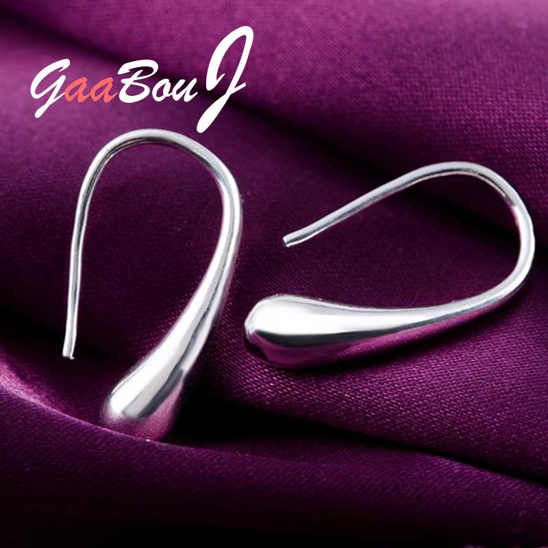 925 Stamp Silver Color Water Drop Dangle Earrings 2022 LOVE Valentine Engagement Wedding Jewelry Christmas GaaBou Jewellery
