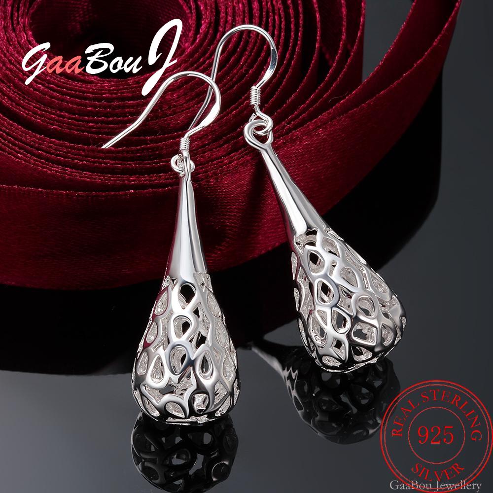 925 Stamp Silver Color Water Drop Hollow Drop Earrings For Women Wedding Earrings Hanging Party Jewelry 2022 Trend Christmas