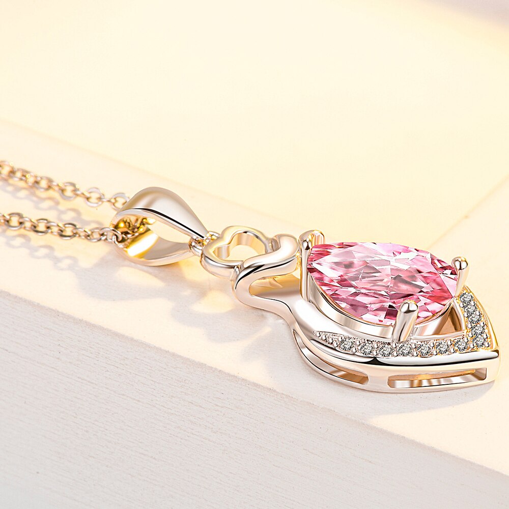 925 Stamp Silver Color Water Drop Pendants Zircon Necklaces For Women 45cm Korean Chain Wedding Fine Jewelry Gift GaaBou