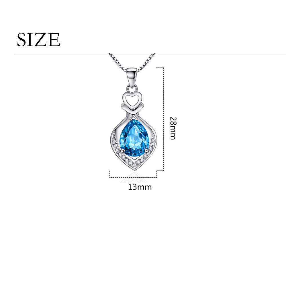 925 Stamp Silver Color Water Drop Pendants Zircon Necklaces For Women 45cm Korean Chain Wedding Fine Jewelry Gift GaaBou