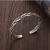 925 Stamp Silver Color Weave Charm Opening Bangles Bracelets For Women Man Retro Female Jewelry Accessories Christmas