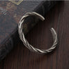 925 Stamp Silver Color Weave Charm Opening Bangles Bracelets For Women Man Retro Female Jewelry Accessories Christmas