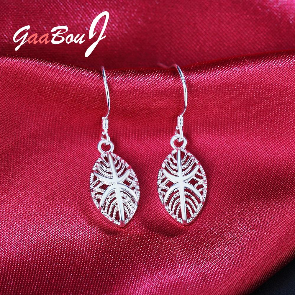 925 Stamp Silver Color Wedding Party Leaf Dangle Earrings For Women Women's Accessories Jewelry 2022 Trend Christmas