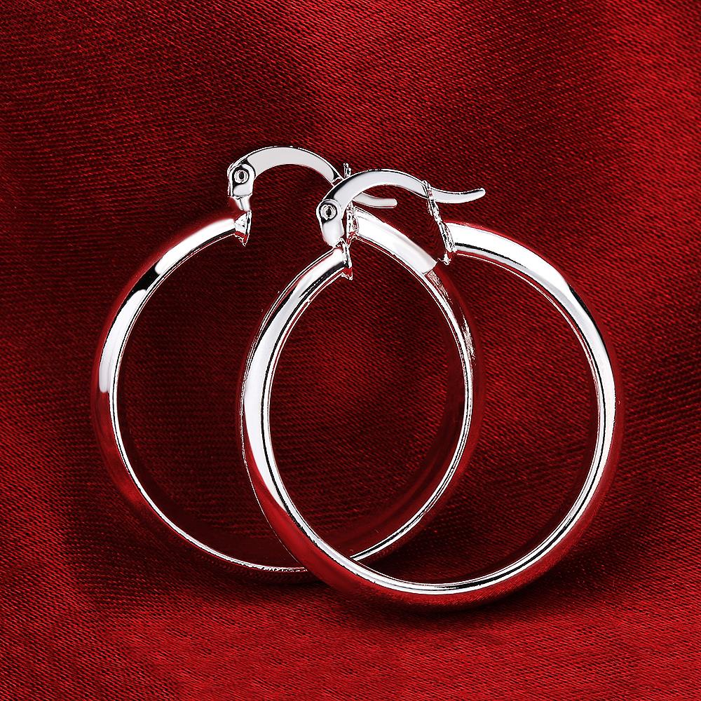 925 Stamp Silver Color Woman 34mm Hoop Earrings Round Party Charm Jewelry 2022 Jewelry Christmas GaaBou Jewellery