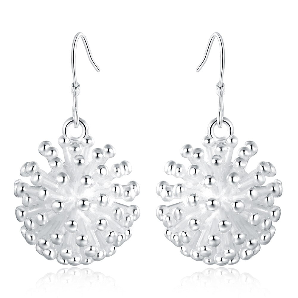 925 Stamp Silver Color Women Balls Drop Earrings 2022 Trend Engagement Party 925 Silver Women's Jewelry Christmas