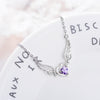 925 Stamp Silver Color Women Chain On The Neck Collarbone Necklace For Women Angel Wing Purple Zircon Pendant Chain Girl Jewelry
