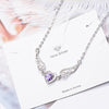 925 Stamp Silver Color Women Chain On The Neck Collarbone Necklace For Women Angel Wing Purple Zircon Pendant Chain Girl Jewelry