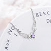 925 Stamp Silver Color Women Chain On The Neck Collarbone Necklace For Women Angel Wing Purple Zircon Pendant Chain Girl Jewelry