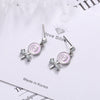 925 Stamp Silver Color Women Earrings Lollipop Bow Stud Earrings Girl Gifts Jewelry New