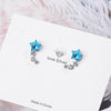 925 Stamp Silver Color Women  Blue Star Crystal Cute Mini Earrings Girl Gifts Jewelry Christmas