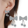 925 Stamp Silver Color Women  Bowknot Earrings Pendant Zircon Girl Gifts Jewelry New