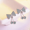 925 Stamp Silver Color Women  Bowknot Earrings Pendant Zircon Girl Gifts Jewelry New