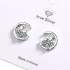 925 Stamp Silver Color Women  Cloud Earrings Cat Round Zircon Personality Moon Charm Girl Gifts Jewelry Christmas