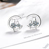 925 Stamp Silver Color Women  Cloud Earrings Cat Round Zircon Personality Moon Charm Girl Gifts Jewelry Christmas