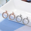 925 Stamp Silver Color Women  Earrings Round Short Zircon Charm Girl Gifts Jewelry  Christmas