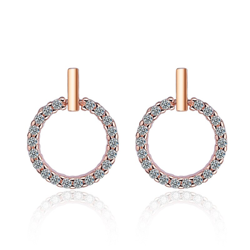 925 Stamp Silver Color Women  Earrings Round Short Zircon Charm Girl Gifts Jewelry  Christmas