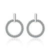 925 Stamp Silver Color Women  Earrings Round Short Zircon Charm Girl Gifts Jewelry  Christmas