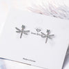 925 Stamp Silver Color Women  Animal Earrings Dragonfly Zircon Stud Earring Girl Jewelry Charm Christmas Gifts New