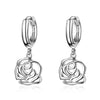 925 Stamp Silver Color Women  Classic Earrings Hollow Rose Flower Charm Stud Earring Girl Elegant Jewelry Christmas Gifts