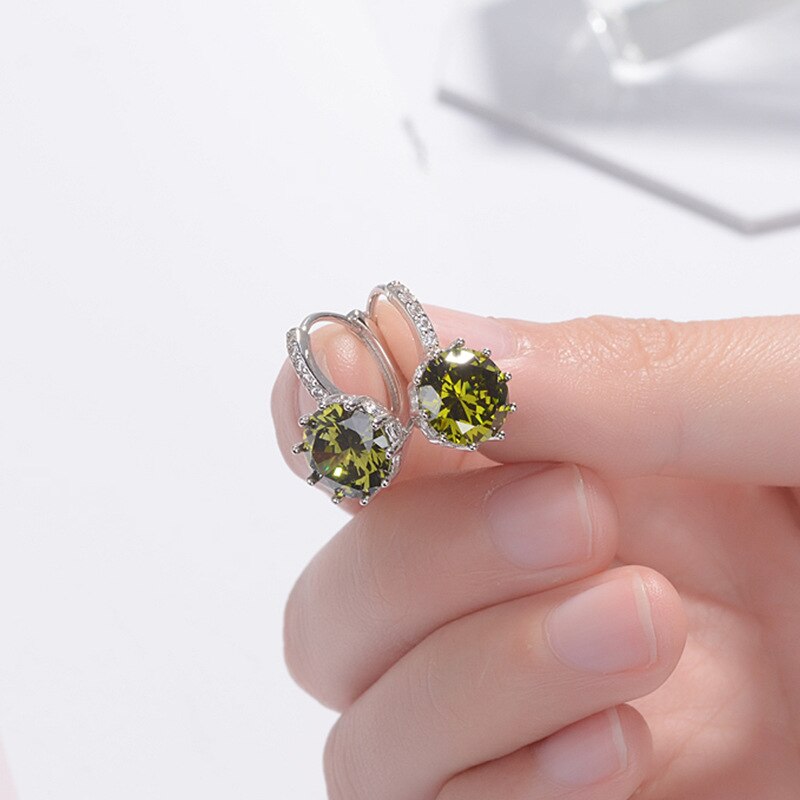 925 Stamp Silver Color Women  Classic Earrings Several Zircon Charm Stud Earring Girl Elegant Jewelry Christmas Gift
