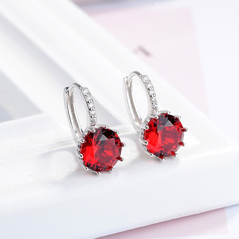 925 Stamp Silver Color Women  Classic Earrings Several Zircon Charm Stud Earring Girl Elegant Jewelry Christmas Gift