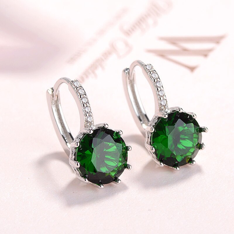 925 Stamp Silver Color Women  Classic Earrings Several Zircon Charm Stud Earring Girl Elegant Jewelry Christmas Gift