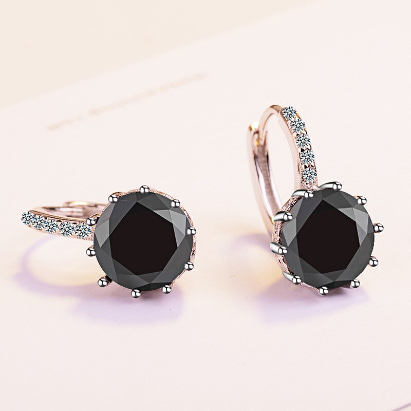 925 Stamp Silver Color Women  Classic Earrings Several Zircon Charm Stud Earring Girl Elegant Jewelry Christmas Gift