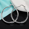 925 Stamp Silver Color Women's 40mm Smooth Round Hoop Earrings  Wedding Party Jewelry 2022 Christmas GaaBou