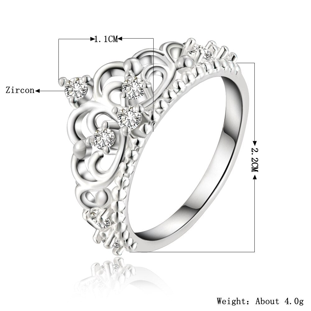 925 Stamp Silver Color Women's Crown Zircon Ring Engagement Rings Wedding  Jewelry Female Gift GaaBou Jewellery