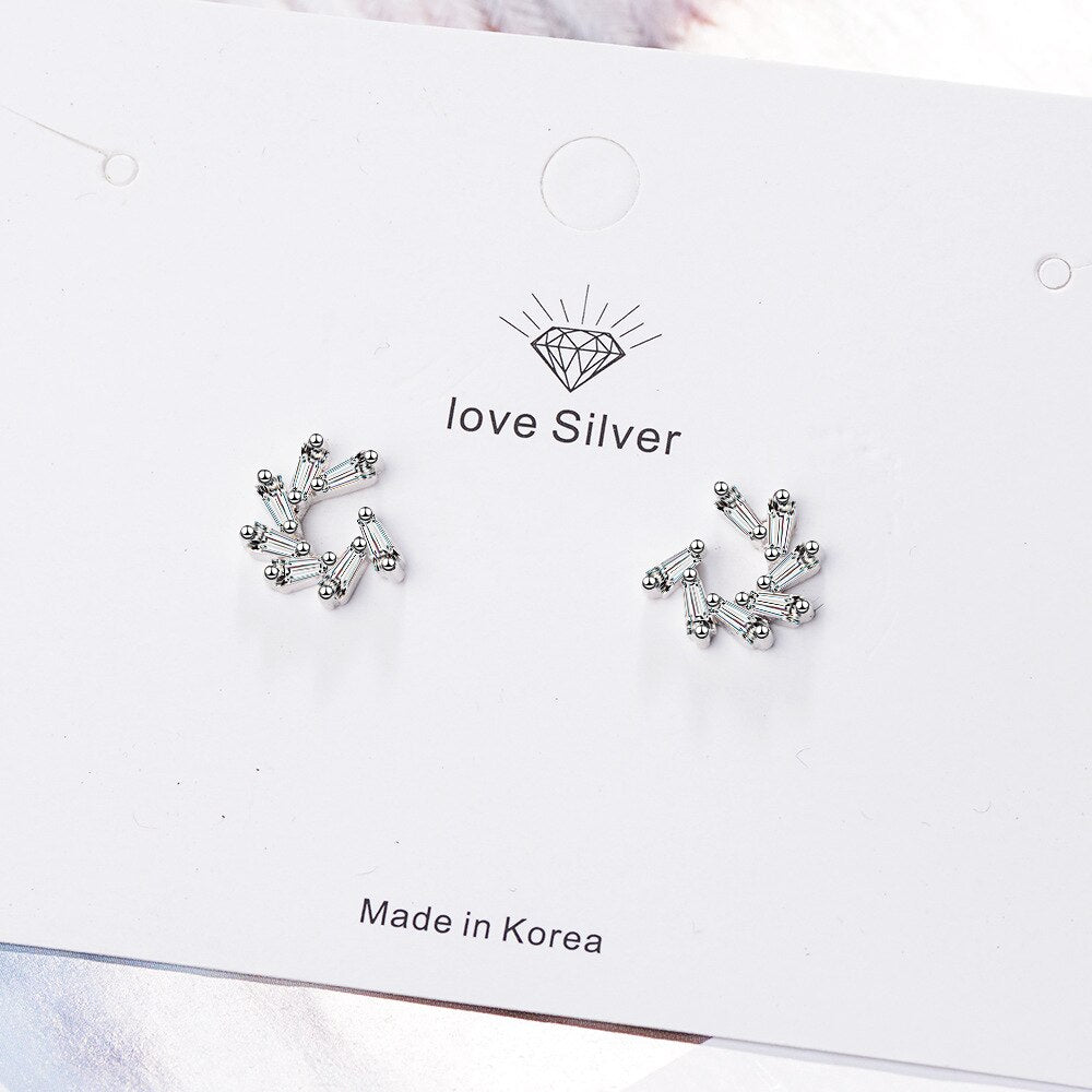 925 Stamp Silver Color Women's Helix With Pink Zircon Korean Stud Earrings Wedding Party  Quality Charm Jewelry 2022 Trend