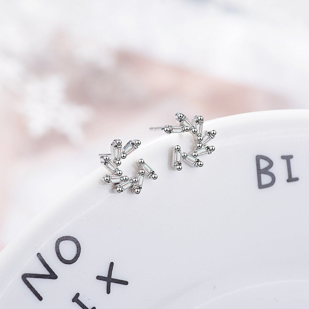 925 Stamp Silver Color Women's Helix With Pink Zircon Korean Stud Earrings Wedding Party  Quality Charm Jewelry 2022 Trend