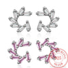 925 Stamp Silver Color Women's Helix With Pink Zircon Korean Stud Earrings Wedding Party  Quality Charm Jewelry 2022 Trend