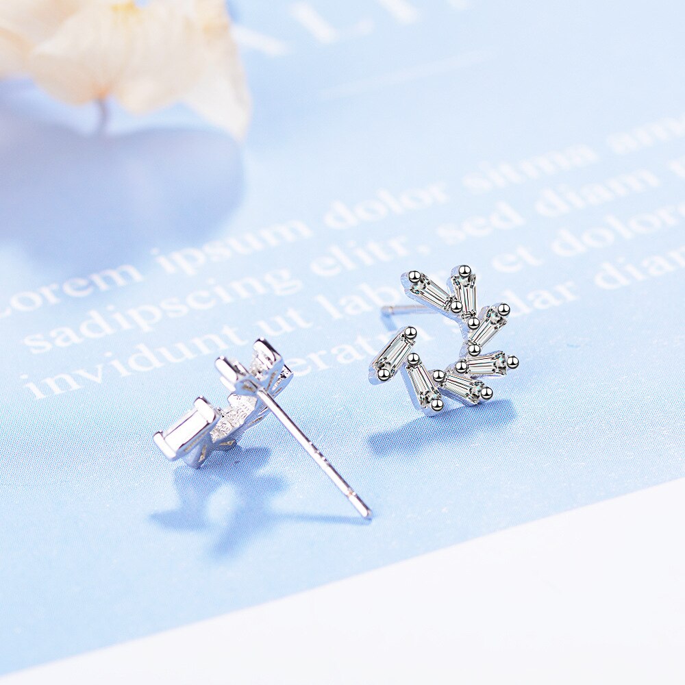 925 Stamp Silver Color Women's Helix With Pink Zircon Korean Stud Earrings Wedding Party  Quality Charm Jewelry 2022 Trend