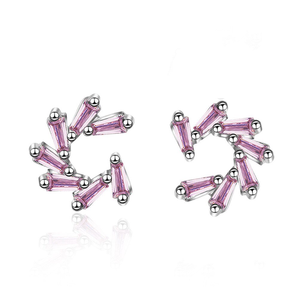 925 Stamp Silver Color Women's Helix With Pink Zircon Korean Stud Earrings Wedding Party  Quality Charm Jewelry 2022 Trend