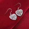 925 Stamp Silver Color Women's Hollow Heart Dangle Earrings Jewelry 2022 Trend Jewelry For Women Christmas GaaBou